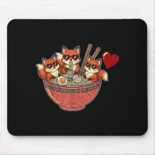 Süße japanische Fuchs Ramen Nudeln Anime Valentins Mousepad