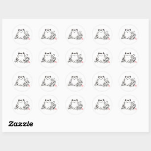 Süße japanische Katze und Sakura mit "Neko"-Stempe Runder Aufkleber
