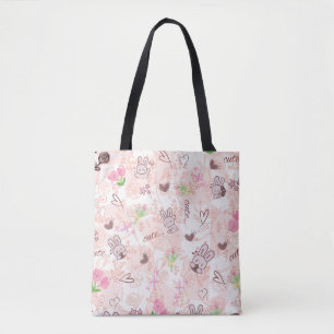 Süße japanische Kawaii-Häschen und rosa Gingham-Ka Tasche