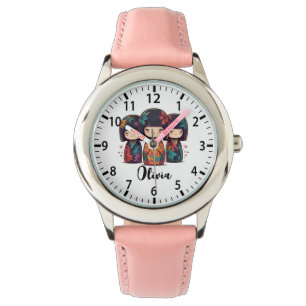 Süße japanische Kokeshi-Puppen Armbanduhr