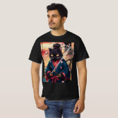 Süße japanische Samurai-Katze  T-Shirt (Vorne ganz)