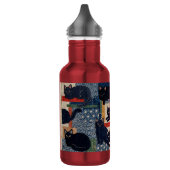 Süße japanische schwarze Katzen Patchwork Edelstahlflasche (Links)
