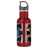 Süße japanische schwarze Katzen Patchwork Edelstahlflasche (Rückseite)