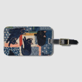Süße japanische schwarze Katzen Patchwork Gepäckanhänger (Vorderseite (Horizontal))