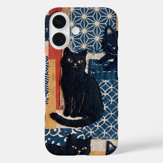 Süße japanische schwarze Katzen Patchwork iPhone-H Case-Mate iPhone Hülle (Rückseite)