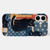 Süße japanische schwarze Katzen Patchwork iPhone-H Case-Mate iPhone Hülle (Rückseite (Horizontal))