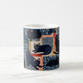 Süße japanische schwarze Katzen Patchwork Kaffeetasse (Mittel)