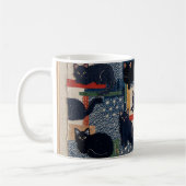 Süße japanische schwarze Katzen Patchwork Kaffeetasse (Links)
