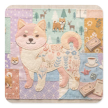 Süße japanische Shiba Inu Patchwork-Blumenmuster