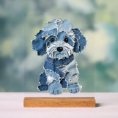Süße Jeans-Patchwork-Hunde-Illustration Acrylschild (Neutral)