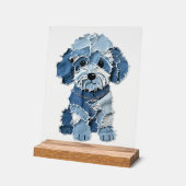 Süße Jeans-Patchwork-Hunde-Illustration Acrylschild (Winkel)