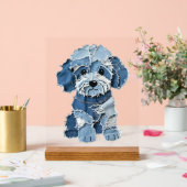 Süße Jeans-Patchwork-Hunde-Illustration Acrylschild (Hochzeit)