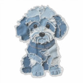 Süße Jeans-Patchwork-Hunde-Illustration Aufkleber (Vorderseite)