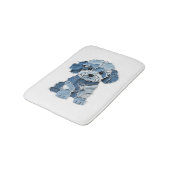 Süße Jeans-Patchwork-Hunde-Illustration Badematte (Schrägansicht)