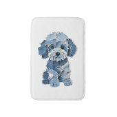 Süße Jeans-Patchwork-Hunde-Illustration Badematte (Vorderseite Vertikal)