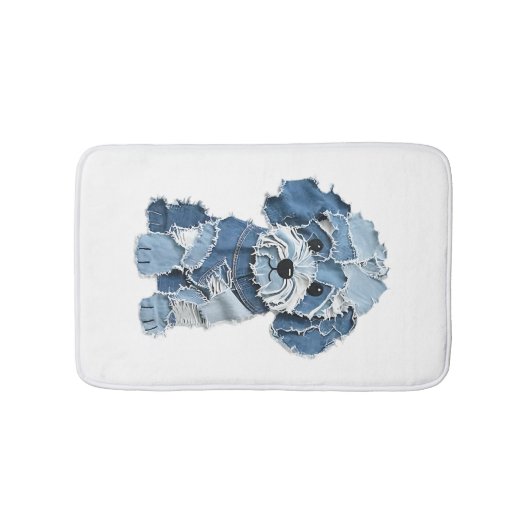 Süße Jeans-Patchwork-Hunde-Illustration Badematte (Vorderseite)