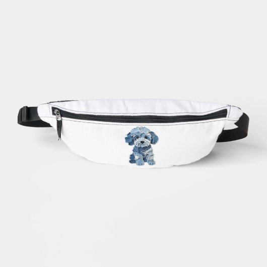 Süße Jeans-Patchwork-Hunde-Illustration Bauchtasche (Vorderseite)