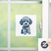 Süße Jeans-Patchwork-Hunde-Illustration Fensteraufkleber (Zuhause)