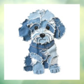 Süße Jeans-Patchwork-Hunde-Illustration Fensteraufkleber (Blatt 3)