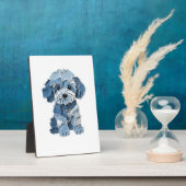Süße Jeans-Patchwork-Hunde-Illustration Fotoplatte (Seite)