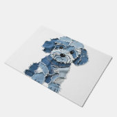 Süße Jeans-Patchwork-Hunde-Illustration Fußmatte (Schrägansicht)