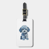 Süße Jeans-Patchwork-Hunde-Illustration Gepäckanhänger (Vorderseite vertikal)