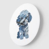 Süße Jeans-Patchwork-Hunde-Illustration Große Wanduhr (Winkel)