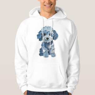 Süße Jeans-Patchwork-Hunde-Illustration Hoodie
