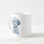 Süße Jeans-Patchwork-Hunde-Illustration Kaffeetasse (Vorderseite Links)