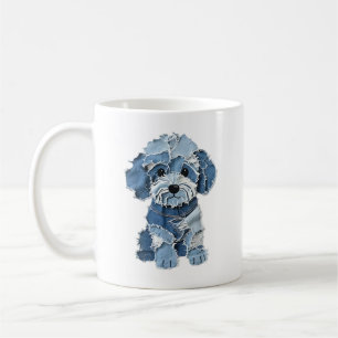 Süße Jeans-Patchwork-Hunde-Illustration Kaffeetasse