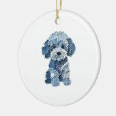 Süße Jeans-Patchwork-Hunde-Illustration Keramik Ornament (Links)