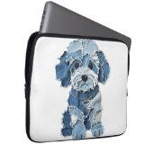 Süße Jeans-Patchwork-Hunde-Illustration Laptopschutzhülle (Vorne Rechts)
