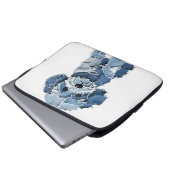 Süße Jeans-Patchwork-Hunde-Illustration Laptopschutzhülle (Vorne Knopf)