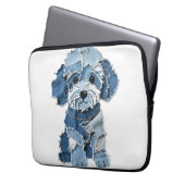 Süße Jeans-Patchwork-Hunde-Illustration Laptopschutzhülle (Vorderseite Links)