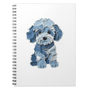 Süße Jeans-Patchwork-Hunde-Illustration Notizblock