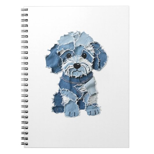 Süße Jeans-Patchwork-Hunde-Illustration Notizblock (Vorderseite)