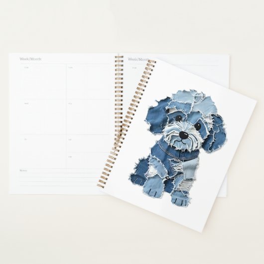 Süße Jeans-Patchwork-Hunde-Illustration Planer (Anzeige)