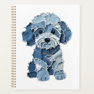 Süße Jeans-Patchwork-Hunde-Illustration Planer