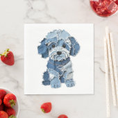 Süße Jeans-Patchwork-Hunde-Illustration Serviette (Beispiel)