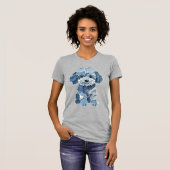 Süße Jeans-Patchwork-Hunde-Illustration T-Shirt (Vorne ganz)