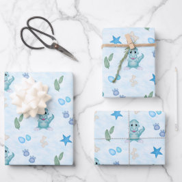 Süße Jungen Dino Geburtstag Dinosaurier Geschenkpapier Set