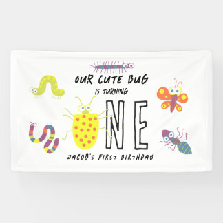 Süße Käfer Wurm Schmetterling Kinder 1. Geburtstag Banner