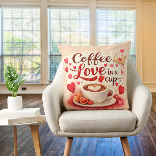 Süße Kaffee-Liebe in einer Tasse Valentinstag-Zita Kissen