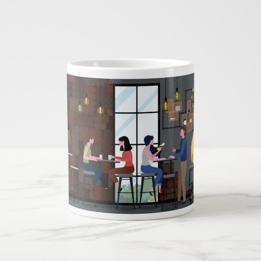 Süße Kaffee Shop Wrap-Around Design Jumbo-Tasse (Vorderseite)