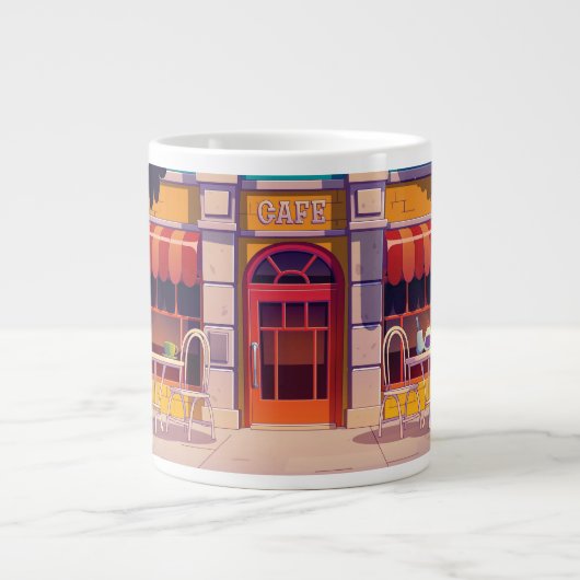Süße Kaffee Shop Wrap-Around Design Jumbo-Tasse (Vorderseite)