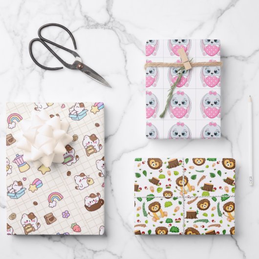 Süße Kaffeekatzen-Geschenkpapierbögen Geschenkpapier Set (Vorderseite)