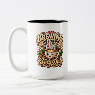 Süße Kaffeeliebhaber brauen Glück Zweifarbige Tasse