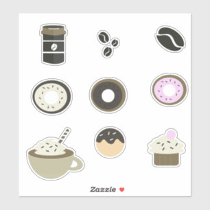 Süße Kaffeesüßigkeiten-Set-Aufkleber Aufkleber