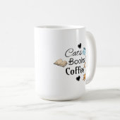 Süße Kaffeetasse mit Katzen, Büchern und Kaffee (VorderseiteRechts)