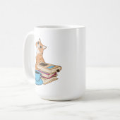 Süße Kaffeetasse mit Katzen, Büchern und Kaffee (Vorderseite Links)